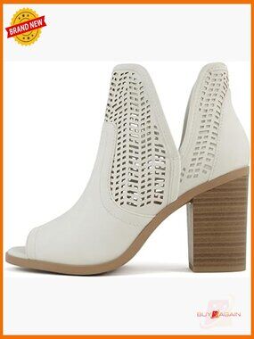 Women Peep Toe Geometric Cut High Heel Ankle Boots